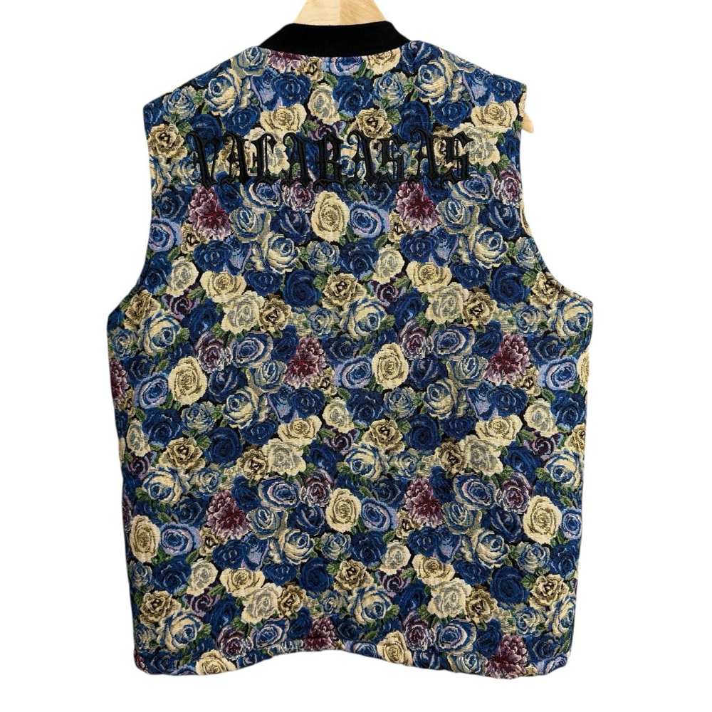 Valabasas Floral Tapestry Zip Front Vest Size Large Streetwear